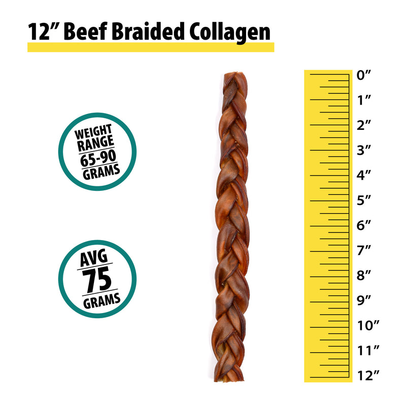 12 inch beef braided dog collagen chew