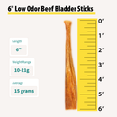 6" Low Odor Beef Bladder Sticks