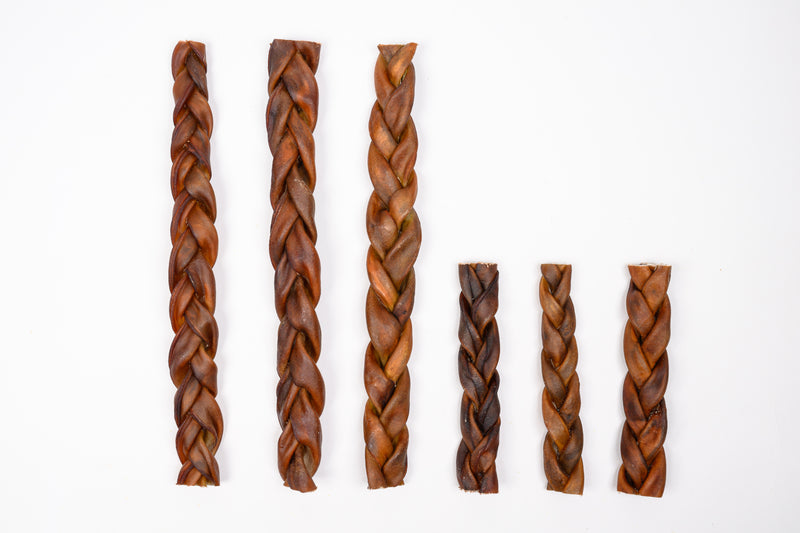 Collagen Braided Beef Chews Size Comparisons