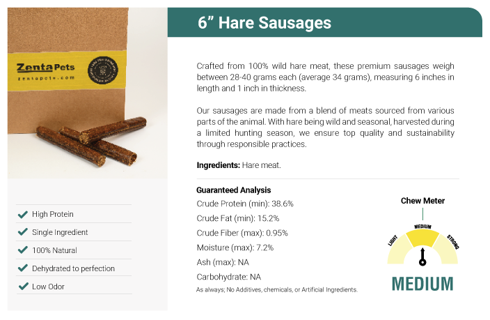 6” Hare Sausages - Bulk Box