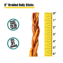 6" Braided Bully Stick Size Chart