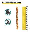 12" Thin Braided Bully Stick Size Chart