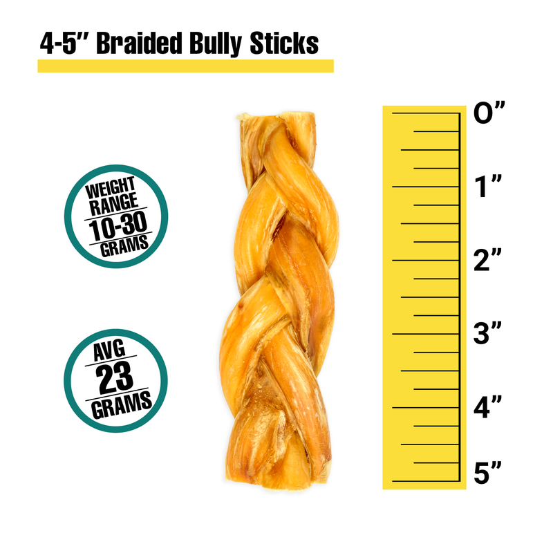 4-5” Braided Bully Sticks - Bulk Box