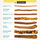 12” Thin Braided Bully Sticks - Bulk