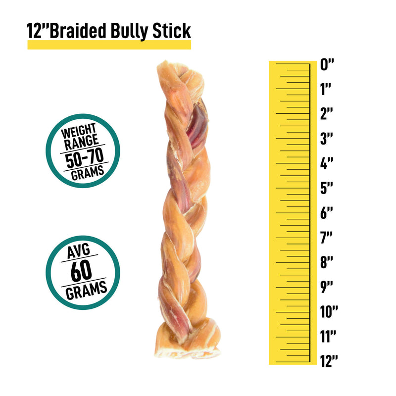 12” Braided Bully Sticks - Bulk Box